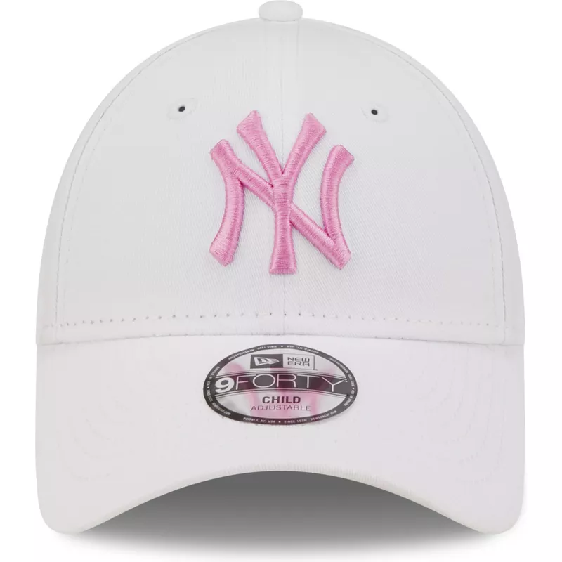 casquette-courbee-blanche-ajustable-avec-logo-rose-pour-enfant-9forty-league-essential-new-york-yankees-mlb-new-era