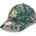 casquette-courbee-verte-ajustable-pour-femme-9forty-all-over-print-floral-new-york-yankees-mlb-new-era