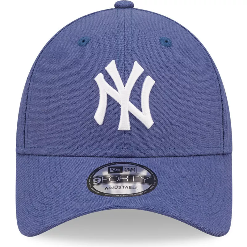 casquette-courbee-bleue-ajustable-9forty-linen-new-york-yankees-mlb-new-era