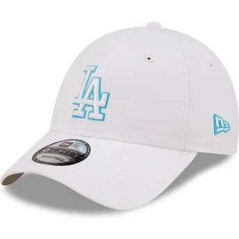 Casquette courbée blanche ajustable avec logo bleu 9FORTY Neon Outline Los Angeles Dodgers MLB New Era