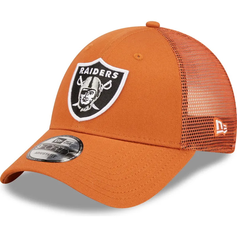 New Era 9FORTY A Frame All Day Trucker Las Vegas Raiders NFL Beige and  Black Trucker Hat: