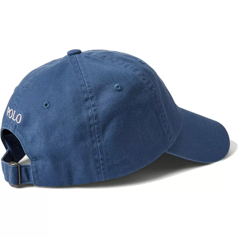 casquette-courbee-bleue-marine-ajustable-avec-logo-rose-cotton-chino-classic-sport-polo-ralph-lauren
