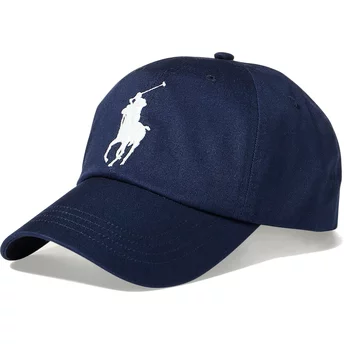Casquette courbée bleue marine ajustable avec logo blanc Big Pony Chino Classic Sport Polo Ralph Lauren