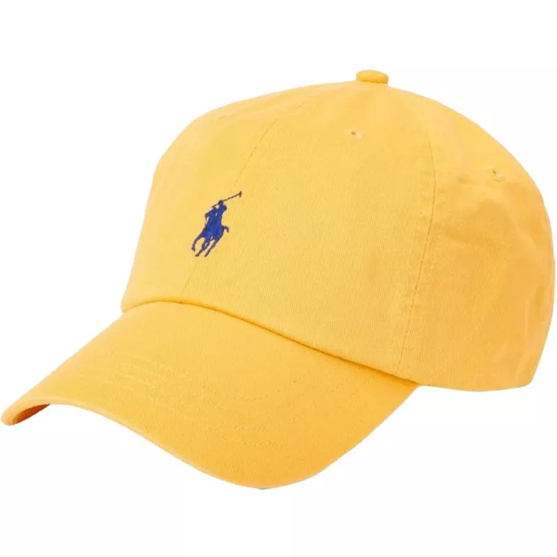casquette-courbee-jaune-ajustable-avec-logo-bleu-cotton-chino-classic-sport-polo-ralph-lauren