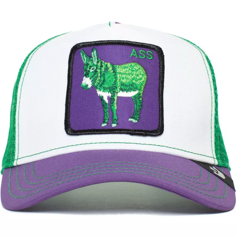casquette-trucker-blanche-verte-et-violette-ane-ass-donkey-trip-the-farm-goorin-bros