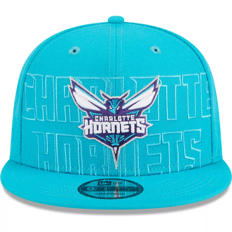 casquette-plate-bleue-snapback-9fifty-draft-edition-2023-charlotte-hornets-nba-new-era