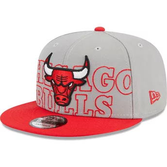 Casquette plate grise et rouge snapback 9FIFTY Draft Edition 2023 Chicago Bulls NBA New Era