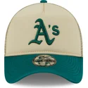 casquette-trucker-beige-et-verte-9forty-a-frame-all-day-trucker-oakland-athletics-mlb-new-era