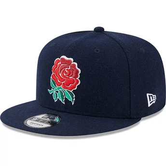 Casquette plate bleue snapback 9FIFTY Wool England Rugby RFU New Era