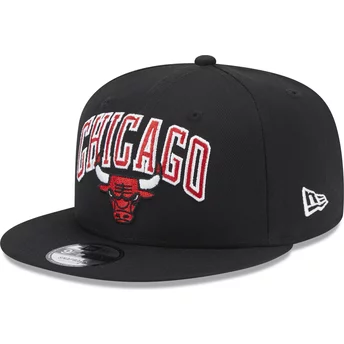 Casquette plate noire snapback 9FIFTY Patch Chicago Bulls NBA New Era