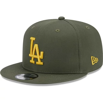 Casquette plate verte snapback avec logo jaune 9FIFTY Side Patch Los Angeles Dodgers MLB New Era