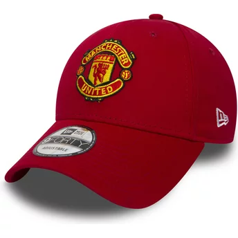 Casquette courbée rouge ajustable 9FORTY Essential Manchester United Football Club New Era