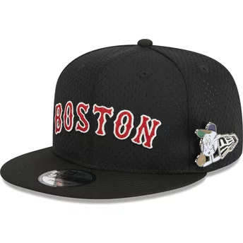 Casquette plate noire snapback 9FIFTY Post-Up Pin Boston Red Sox MLB New Era