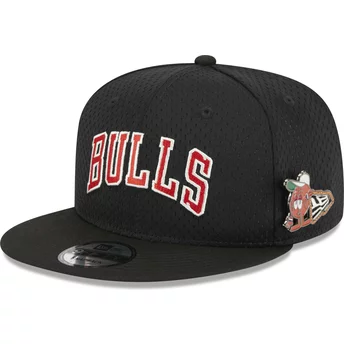 Casquette plate noire snapback 9FIFTY Post-Up Pin Chicago Bulls NBA New Era
