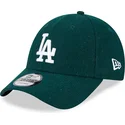 casquette-courbee-verte-ajustable-9forty-essential-melton-wool-los-angeles-dodgers-mlb-new-era