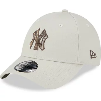 Casquette courbée beige ajustable 9FORTY Check Infill New York Yankees MLB New Era
