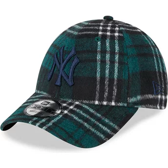 Casquette courbée verte ajustable avec logo bleu 9FORTY Check New York Yankees MLB New Era
