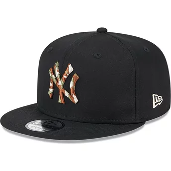 Casquette plate noire snapback avec logo marron 9FIFTY Seasonal Infill New York Yankees MLB New Era