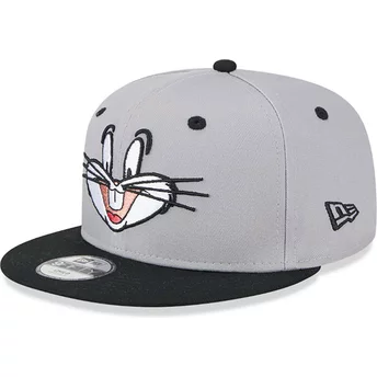 Casquette plate grise et noire snapback 9FIFTY Bugs Bunny Looney Tunes New Era