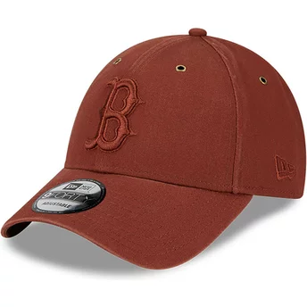 Casquette courbée marron ajustable avec logo marron 9FORTY Washed Canvas Boston Red Sox MLB New Era