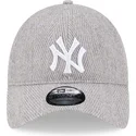 casquette-courbee-grise-ajustable-9twenty-herringbone-new-york-yankees-mlb-new-era