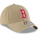 casquette-courbee-marron-claire-ajustable-avec-logo-rouge-9twenty-core-classic-boston-red-sox-mlb-new-era