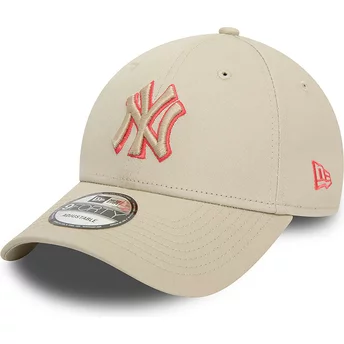Casquette courbée beige ajustable 9FORTY Team Outline New York Yankees MLB New Era