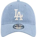 casquette-courbee-bleue-ajustable-9twenty-washed-denim-los-angeles-dodgers-mlb-new-era