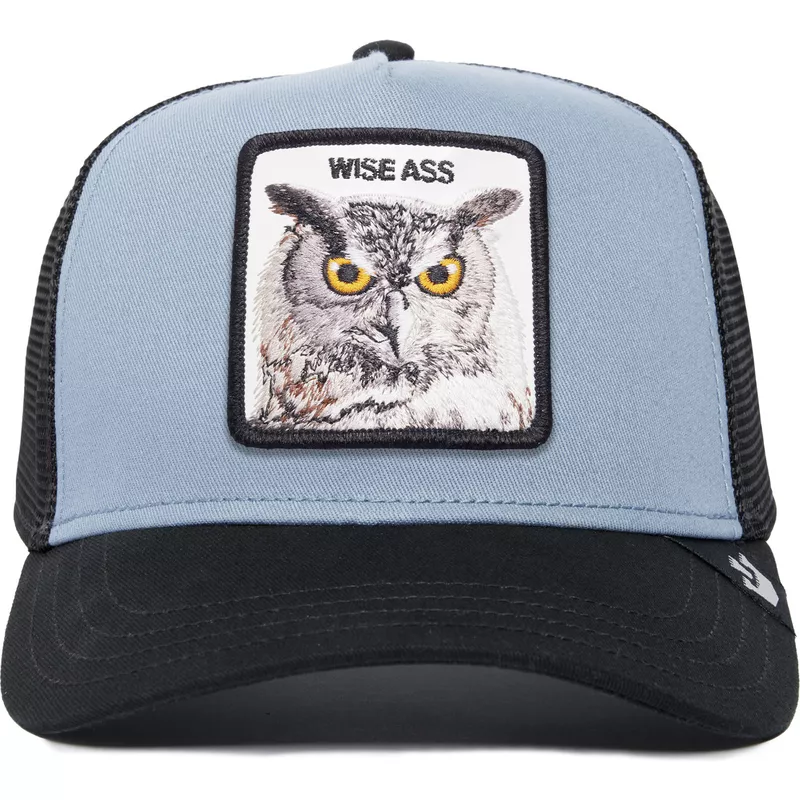casquette-trucker-bleue-et-noire-hibou-wise-ass-owl-the-farm-premium-goorin-bros