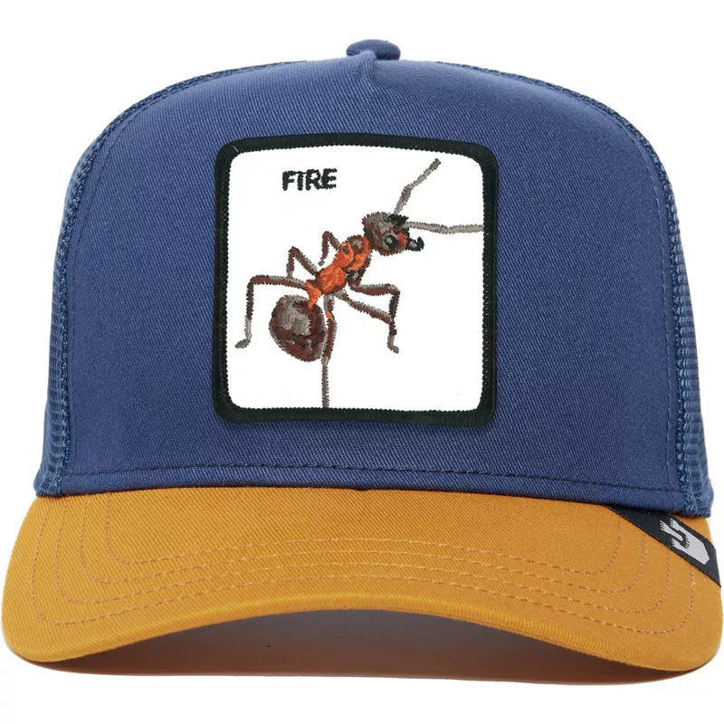 casquette-trucker-bleue-et-marron-fourmi-fire-the-farm-premium-goorin-bros