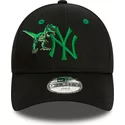 casquette-courbee-noire-ajustable-avec-logo-vert-pour-enfant-9forty-graphic-dinosaure-new-york-yankees-mlb-new-era