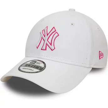 Casquette courbée blanche ajustable avec logo rose 9FORTY Team Outline New York Yankees MLB New Era