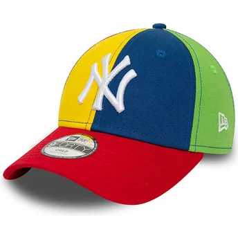 Casquette courbée multicolore ajustable pour enfant 9FORTY Block New York Yankees MLB New Era
