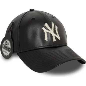 Casquette courbée noire ajustable 9FORTY Leather New York Yankees MLB New Era