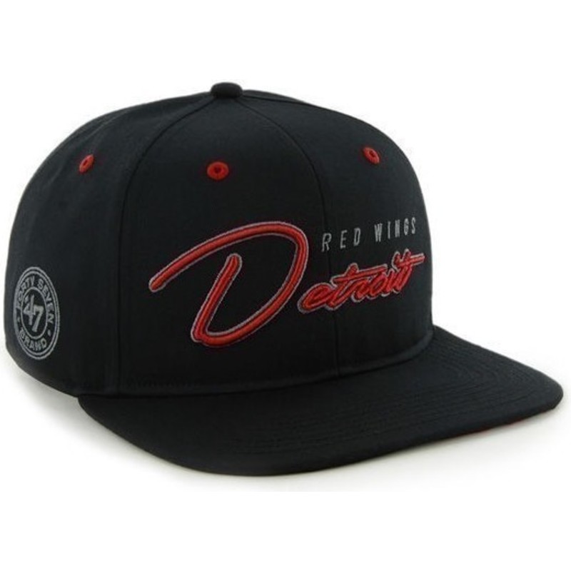casquette-plate-noire-snapback-avec-lettres-de-boston-red-wings-nhl-47-brand