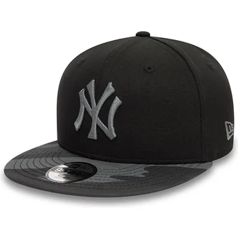 Casquette plate noire snapback avec logo grise pour...