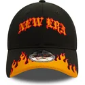 casquette-courbee-noire-et-orange-ajustable-9twenty-race-flame-new-era