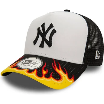 Casquette trucker blanche et noire A Frame Flame New York Yankees MLB New Era