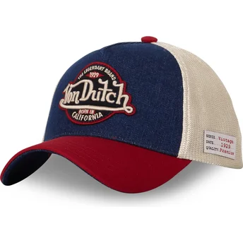 Casquette courbée bleue, beige et rouge snapback VINT05 Von Dutch