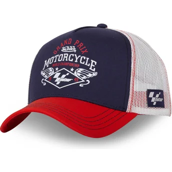 Casquette trucker bleue marine, blanche et rouge MOTO CT...