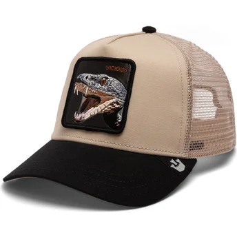 Casquette trucker beige et noire serpent The Vicious...