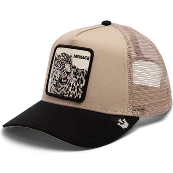 Casquette trucker beige et noire léopard Menace The Snow...