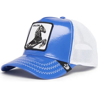 Casquette trucker bleue et blanche cheval Stallion Horsepower Puff Patent The Farm Goorin Bros.