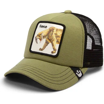 Casquette trucker verte et noire pour enfant dents sabre Fierce Cat Teefs Extinct The Farm Goorin Bros.