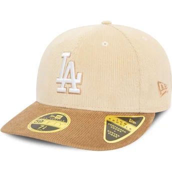 Casquette courbée beige et marron ajustée 59FIFTY Low Profile Cord Los Angeles Dodgers MLB New Era