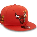 casquette-plate-orange-snapback-9fifty-seasonal-flower-chicago-bulls-nba-new-era