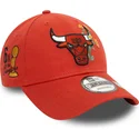 casquette-courbee-orange-ajustable-9forty-flower-icon-chicago-bulls-nba-new-era