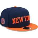 casquette-plate-bleue-marine-et-orange-snapback-9fifty-statement-new-york-knicks-nba-new-era