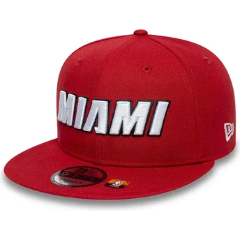 Casquette plate rouge snapback 9FIFTY Statement Miami Heat NBA New Era