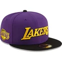 casquette-plate-violette-et-noire-ajustee-59fifty-statement-los-angeles-lakers-nba-new-era